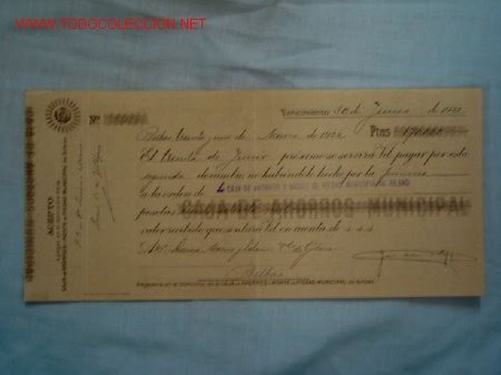 Documentos bancarios: MONTE DE PIEDAD. BILBAO - Foto 1
