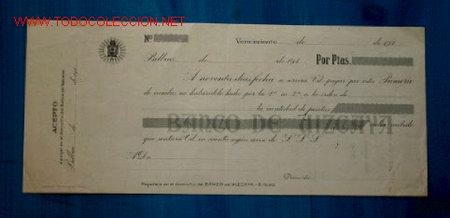 Documentos bancarios: LETRA DE CAMBIO. BANCO VIZCAYA - Foto 1