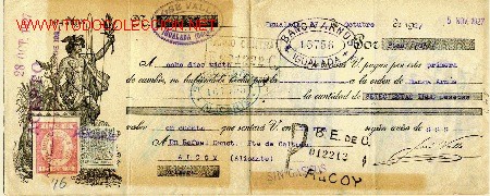 Documentos bancarios: LETRA DE CAMBIO DE IGUALADA  1927 - Foto 1