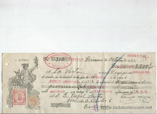 Documentos bancarios: LETRA. SEVILLA. A&Ntilde;O 1932. EDUARDO MORENO. - Foto 1