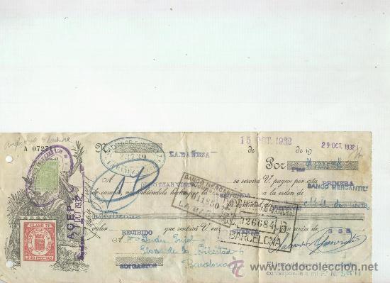 Documentos bancarios: LETRA. LA BA&Ntilde;EZA. A&Ntilde;O 1932. - Foto 1