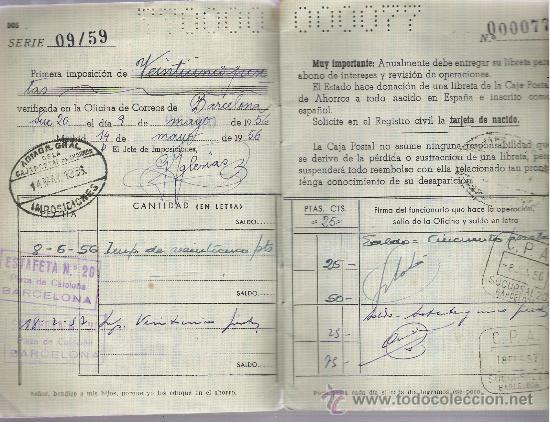 Documentos bancarios: CAJA POSTAL DE AHORROS    *LIBRETA CORRIENTE* - Foto 3