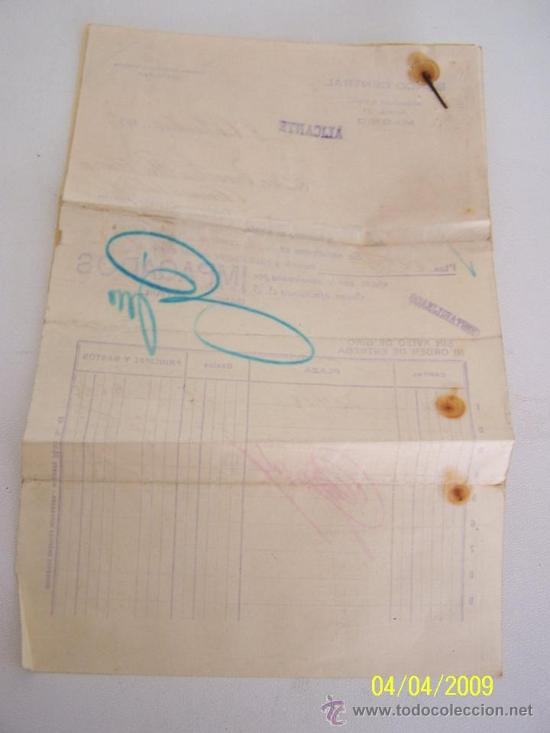 Documentos bancarios: DOCUMENTO DEL BANCO CENTRAL- 08/10/1936-ALICANTE - Foto 2