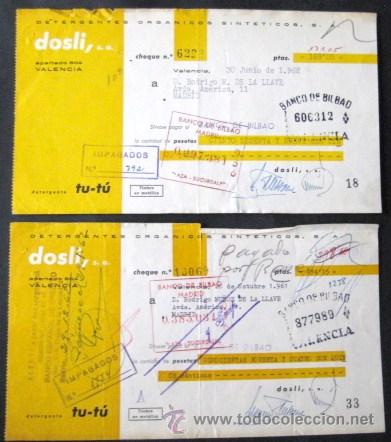 Documentos bancarios: DOS DOCUMENTOS BANCARIOS DEL DETERGENTE - T&Uacute;-T&Uacute;- A&Ntilde;OS 1961-62.. ENVIO GRATIS&iexcl;&iexcl;&iexcl; - Foto 1