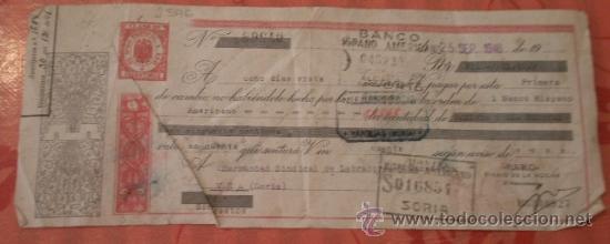Documentos bancarios: Cheque del Banco Hispano Americano, 1946, Soria - Foto 1