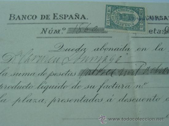 Documentos bancarios: recibo de abono Banco Espa&ntilde;a 1908 timbre movil. - Foto 2