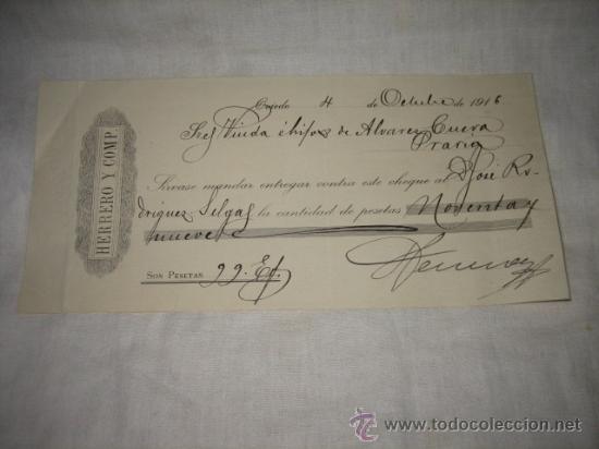 Documentos bancarios: LETRA  HERRERO Y COMP   OVIEDO 4 DE OCTUBRE DE 1916 - Foto 1