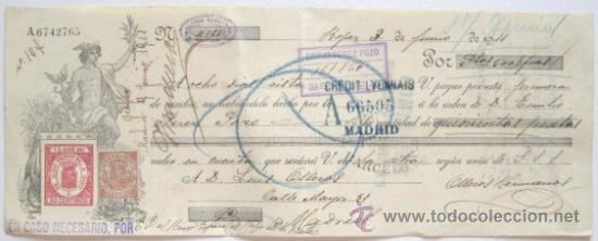 Documentos bancarios: LETRA DE CAMBIO A&Ntilde;O DE 1911. ENVIO GRATIS&iexcl;&iexcl;&iexcl; - Foto 1