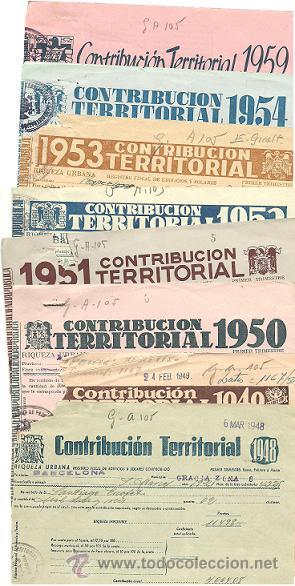 Documentos bancarios: C3-5 Conjunto de 8 ejemplares de CONTRIBUCION TERRITORIAL - Foto 1