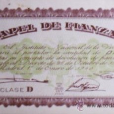 Documentos bancarios: PAPEL DE FIANZAS CLASE D DEL INSTITUTO NACIONAL DE LA VIVIENDA DE 10 PESETAS DE 1940 SERIE A0032095