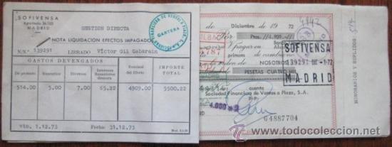 Documentos bancarios: LETRA DE CAMBIO CON PROTESTO. 1972. ENVIO GRATIS&iexcl;&iexcl;&iexcl; - Foto 1