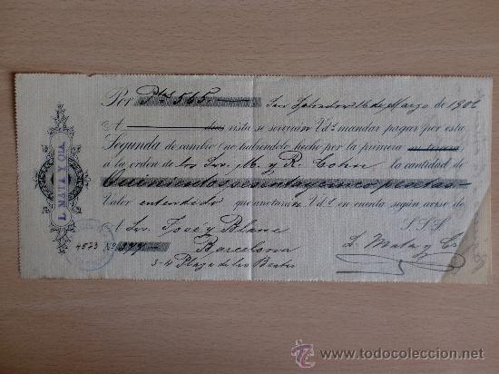 Documentos bancarios: LETRA DE CAMBIO. 1906. L. MATA Y CIA. - Foto 1