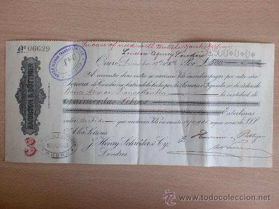 Documentos bancarios: LETRA DE CAMBIO. ORURO 1906. HARRISON & BOTTIGER. - Foto 1