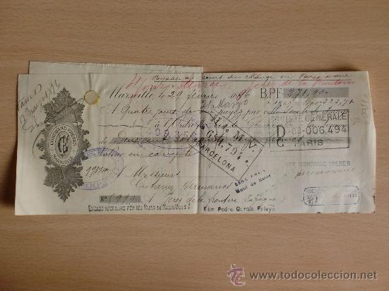 Documentos bancarios: LETRA DE CAMBIO. MARSEILLE 1886. GONDRAND FRERES. - Foto 1