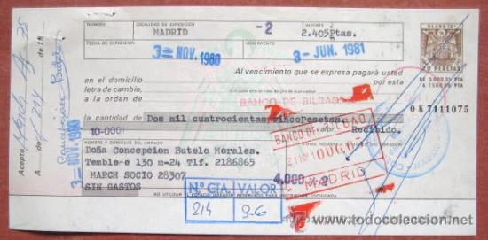 Documentos bancarios: LETRA DE CAMBIO. 1980. ENVIO GRATIS&iexcl;&iexcl;&iexcl; - Foto 1