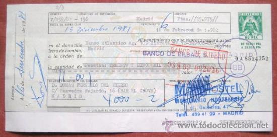 Documentos bancarios: LETRA DE CAMBIO. 1981. ENVIO GRATIS&iexcl;&iexcl;&iexcl; - Foto 1
