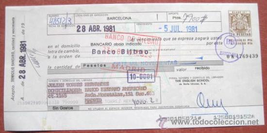 Documentos bancarios: LETRA DE CAMBIO. 1981. ENVIO GRATIS&iexcl;&iexcl;&iexcl; - Foto 1
