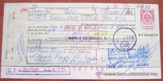 Documentos bancarios: LETRA DE CAMBIO. 1982. ENVIO GRATIS&iexcl;&iexcl;&iexcl; - Foto 1
