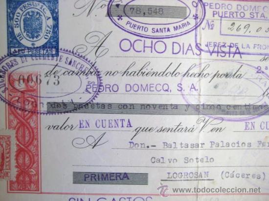 Documentos bancarios: LETRA DE CAMBIO. PEDRO DOMEQ. 1947...  ENVIO GRATIS&iexcl;&iexcl;&iexcl; - Foto 2