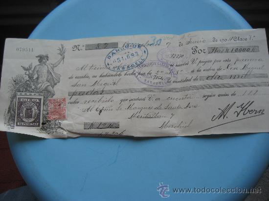Documentos bancarios: Letra de Cambio. 1904. Banco de Sabadell. - Foto 1