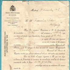 Documentos bancarios: DOCUMENTACION BANCO HIPOTECARIO ESPAÑOL Y BANCO DE ESPAÑA DE UNA HIPOTECA ENTRE LOS AÑOS 1914 Y 1917