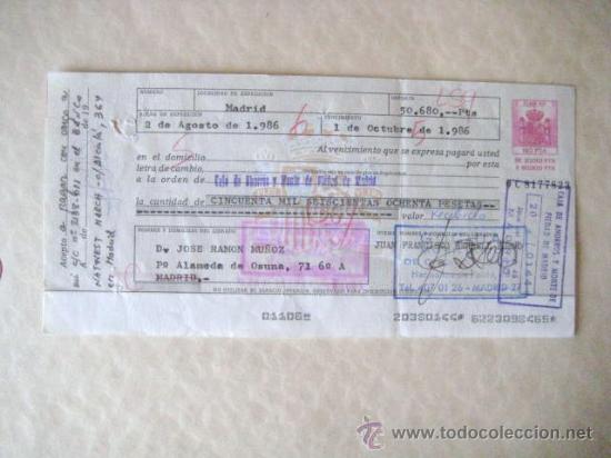 Documentos bancarios: LETRA DE CAMBIO. 1986.  ENVIO GRATIS&iexcl;&iexcl;&iexcl; - Foto 1