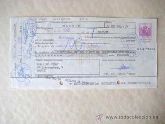 Documentos bancarios: LETRA DE CAMBIO. 1985.  ENVIO GRATIS&iexcl;&iexcl;&iexcl; - Foto 1