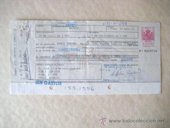 Documentos bancarios: LETRA DE CAMBIO. 1985.  ENVIO GRATIS&iexcl;&iexcl;&iexcl; - Foto 1