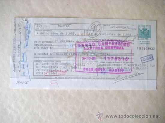 Documentos bancarios: LETRA DE CAMBIO. 1985.  ENVIO GRATIS&iexcl;&iexcl;&iexcl; - Foto 1