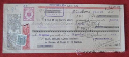 Documentos bancarios: LETRA DE CAMBIO. MADRID 1957. ENVIO GRATIS&iexcl;&iexcl;&iexcl; - Foto 1