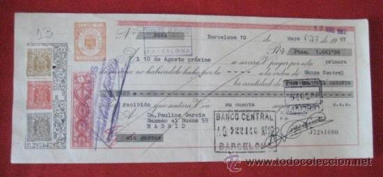 Documentos bancarios: LETRA DE CAMBIO. BARCELONA1957. ENVIO GRATIS&iexcl;&iexcl;&iexcl; - Foto 1