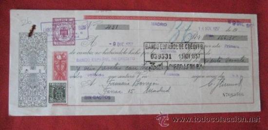 Documentos bancarios: LETRA DE CAMBIO. MADRID 1957. ENVIO GRATIS&iexcl;&iexcl;&iexcl; - Foto 1