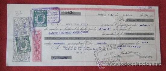Documentos bancarios: LETRA DE CAMBIO. MADRID 1947. ENVIO GRATIS&iexcl;&iexcl;&iexcl; - Foto 1