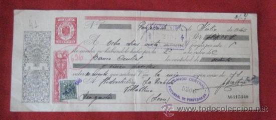 Documentos bancarios: LETRA DE CAMBIO. PONFERRADA 1945. ENVIO GRATIS&iexcl;&iexcl;&iexcl; - Foto 1