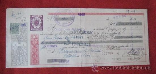 Documentos bancarios: LETRA DE CAMBIO. LEON 1945. ENVIO GRATIS&iexcl;&iexcl;&iexcl; - Foto 1