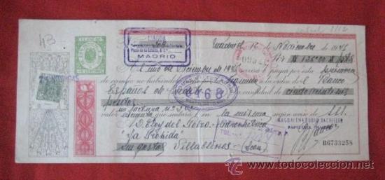 Documentos bancarios: LETRA DE CAMBIO. MADRID 1945. ENVIO GRATIS&iexcl;&iexcl;&iexcl; - Foto 1