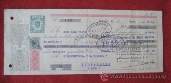 Documentos bancarios: LETRA DE CAMBIO. MADRID 1944. ENVIO GRATIS&iexcl;&iexcl;&iexcl; - Foto 1