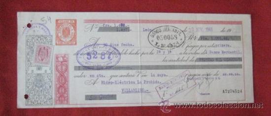 Documentos bancarios: LETRA DE CAMBIO. LEON 1944. ENVIO GRATIS&iexcl;&iexcl;&iexcl; - Foto 1
