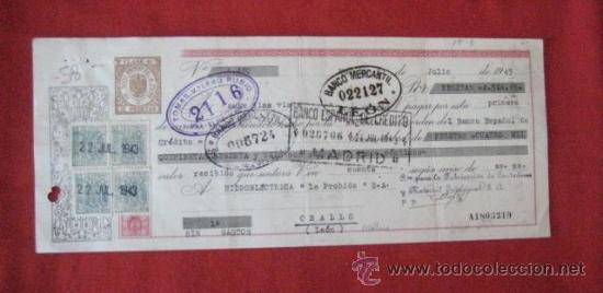 Documentos bancarios: LETRA DE CAMBIO. MADRID 1943. ENVIO GRATIS&iexcl;&iexcl;&iexcl; - Foto 1