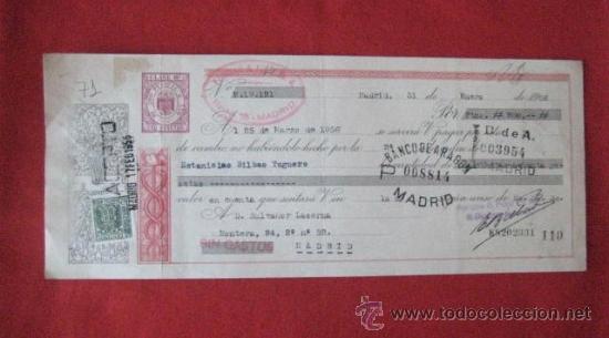 Documentos bancarios: LETRA DE CAMBIO. MADRID 1956. ENVIO GRATIS&iexcl;&iexcl;&iexcl; - Foto 1