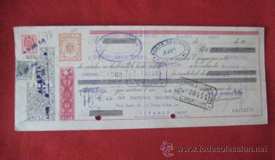 Documentos bancarios: LETRA DE CAMBIO. VILLAGER-LEON 1949. ENVIO GRATIS&iexcl;&iexcl;&iexcl; - Foto 1