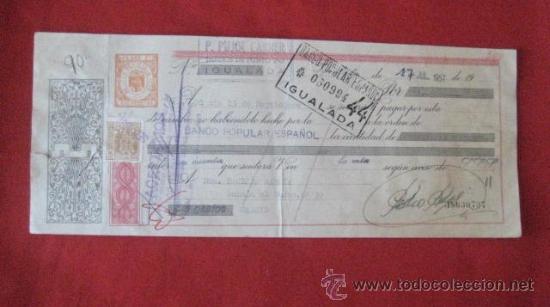 Documentos bancarios: LETRA DE CAMBIO. IGUALADA1957. ENVIO GRATIS&iexcl;&iexcl;&iexcl; - Foto 1