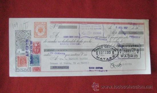 Documentos bancarios: LETRA DE CAMBIO. MATAR&Oacute; 1957. ENVIO GRATIS&iexcl;&iexcl;&iexcl; - Foto 1