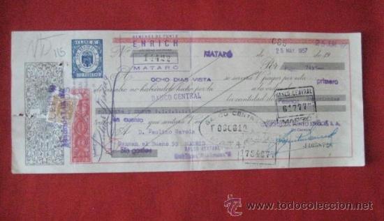 Documentos bancarios: LETRA DE CAMBIO. MATAR&Oacute; 1957. ENVIO GRATIS&iexcl;&iexcl;&iexcl; - Foto 1