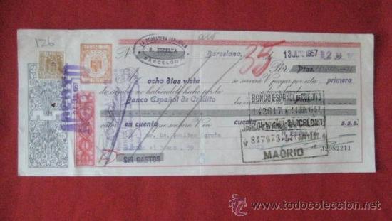 Documentos bancarios: LETRA DE CAMBIO. BARCELONA 1957. ENVIO GRATIS&iexcl;&iexcl;&iexcl; - Foto 1