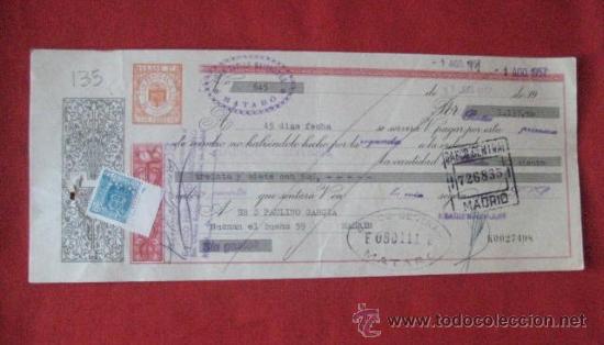 Documentos bancarios: LETRA DE CAMBIO. MATAR&Oacute;1957. ENVIO GRATIS&iexcl;&iexcl;&iexcl; - Foto 1
