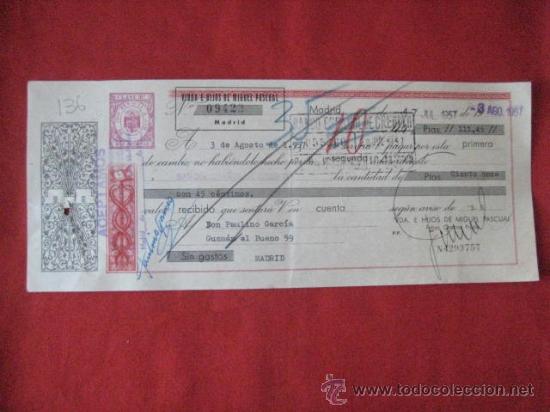 Documentos bancarios: LETRA DE CAMBIO. MADRID 1957. ENVIO GRATIS&iexcl;&iexcl;&iexcl; - Foto 1