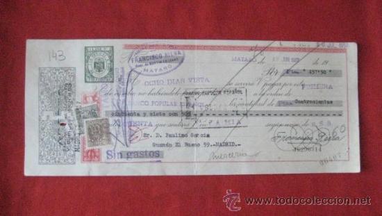 Documentos bancarios: LETRA DE CAMBIO. MATAR&Oacute;1957. ENVIO GRATIS&iexcl;&iexcl;&iexcl; - Foto 1