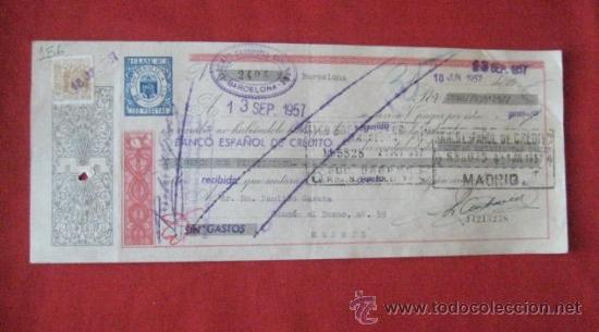Documentos bancarios: LETRA DE CAMBIO. BARCELONA1957. ENVIO GRATIS&iexcl;&iexcl;&iexcl; - Foto 1