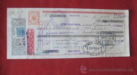 Documentos bancarios: LETRA DE CAMBIO. MATAR&Oacute; 1957. ENVIO GRATIS&iexcl;&iexcl;&iexcl; - Foto 1